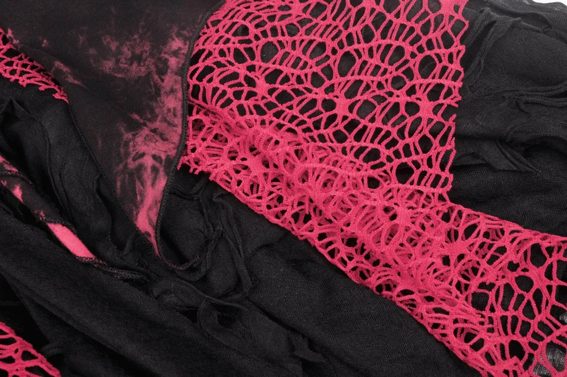 Stylish Punk Rock Dress with Irregular Net and Straps