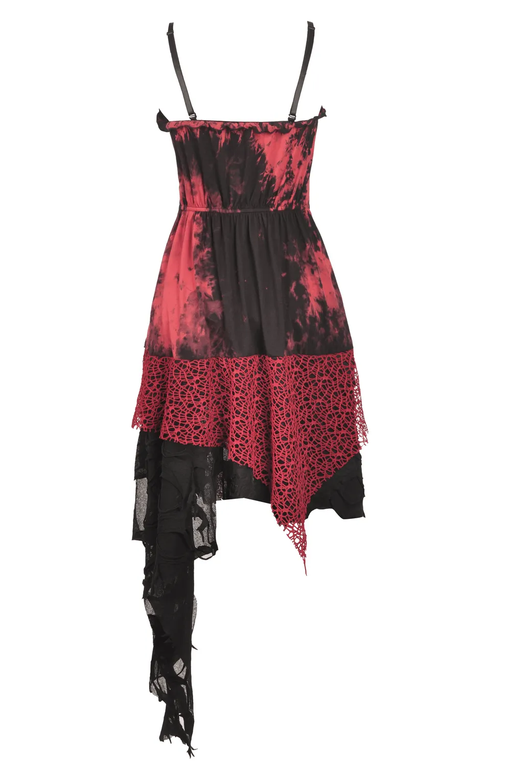 Stylish Punk Rock Dress with Irregular Net and Straps