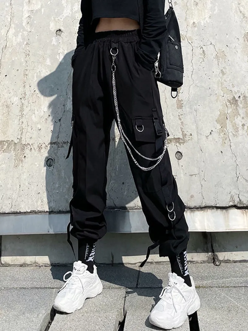 Stylish Straps Chain Women's Cargo Pants