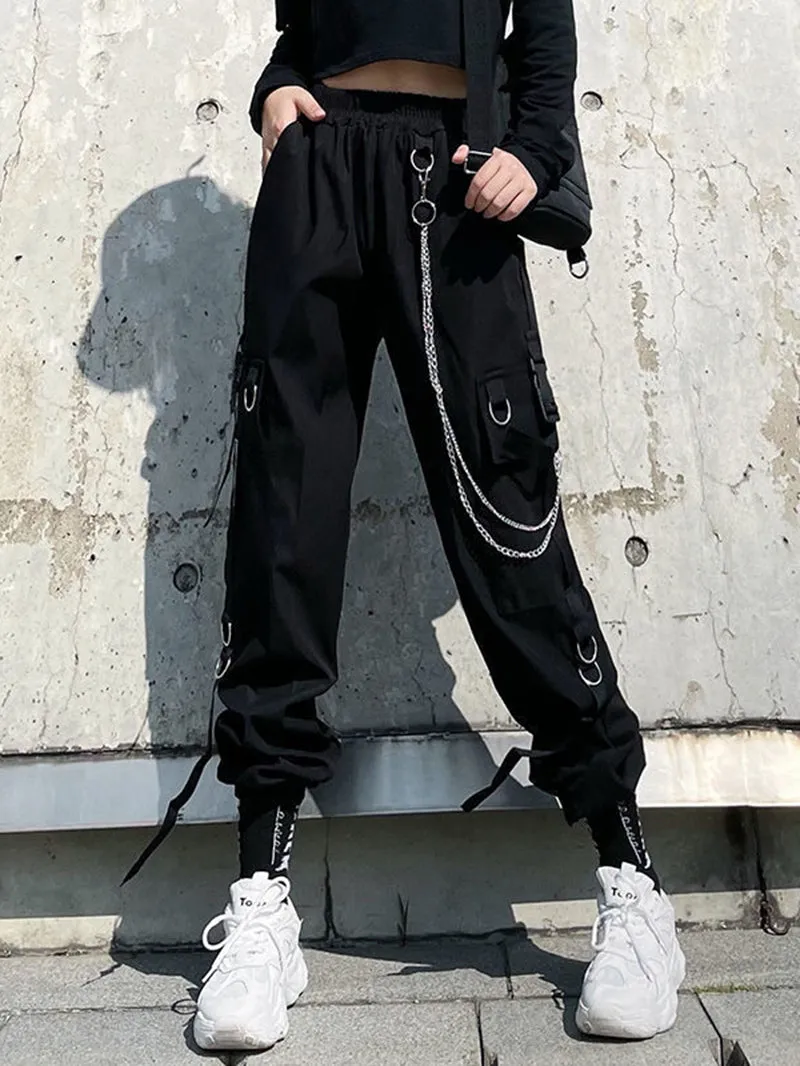 Stylish Straps Chain Women's Cargo Pants