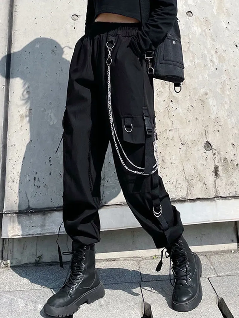 Stylish Straps Chain Women's Cargo Pants