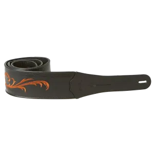 Taylor Guitar Strap Nouveau 3" Embroidered Leather - Black