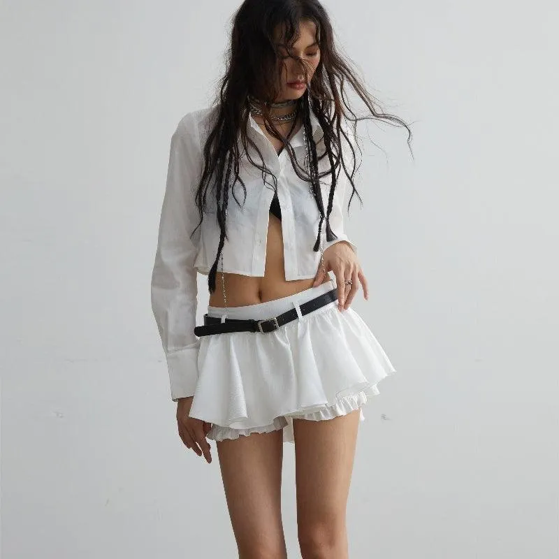 White Ruffled Short Skirt – Flouncy Design