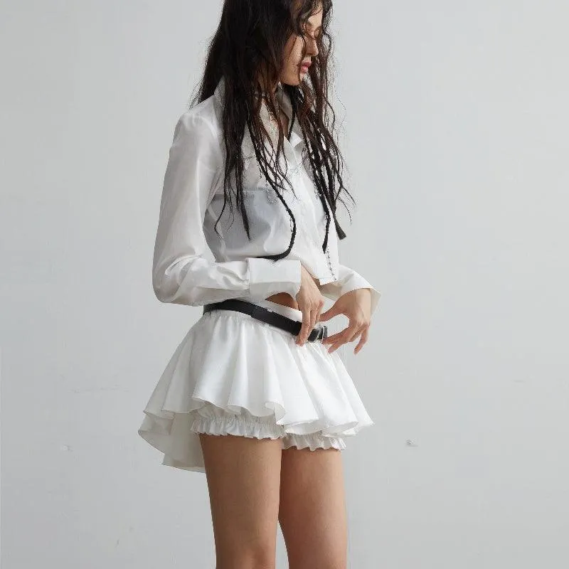 White Ruffled Short Skirt – Flouncy Design