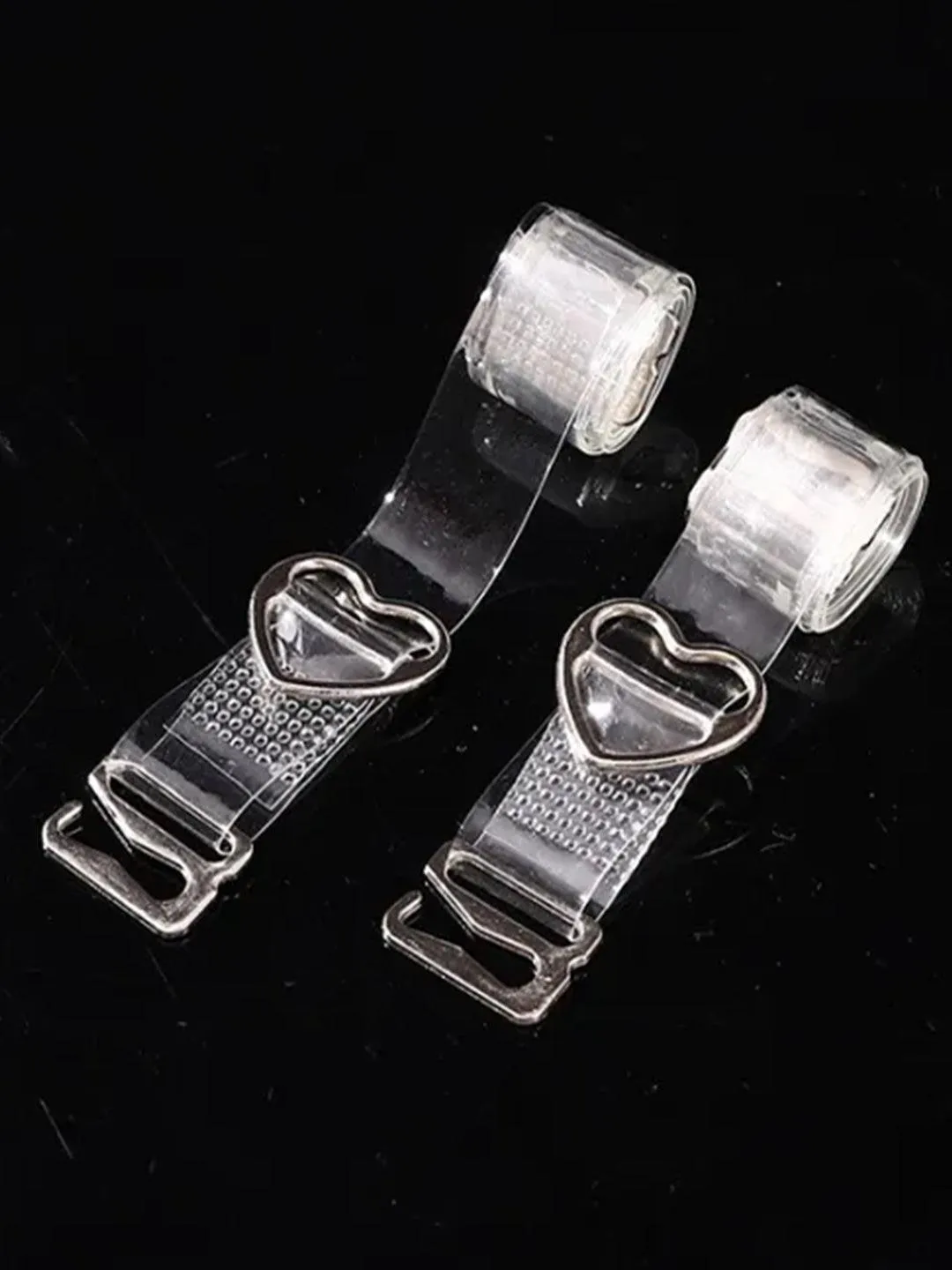 Women Detachable Transparent Straps Bra Plastic Metal Free-Size 2-Pairs