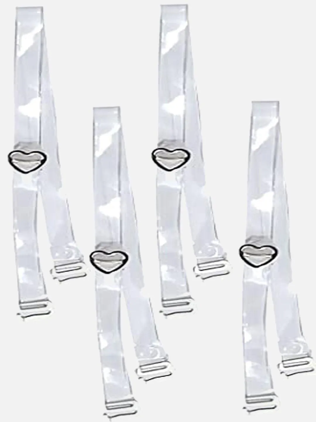 Women Detachable Transparent Straps Bra Plastic Metal Free-Size 2-Pairs