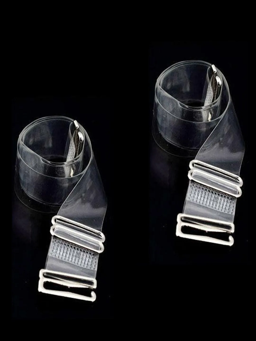 Women Detachable Transparent Straps Bra Plastic Metal Free-Size 2-Pairs