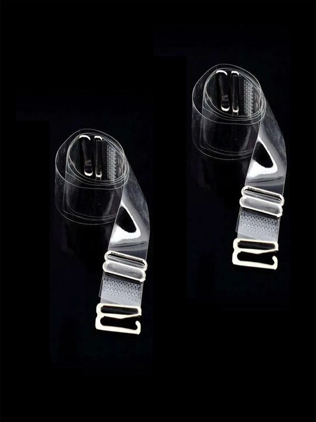 Women Detachable Transparent Straps Bra Plastic Metal Free-Size 2-Pairs