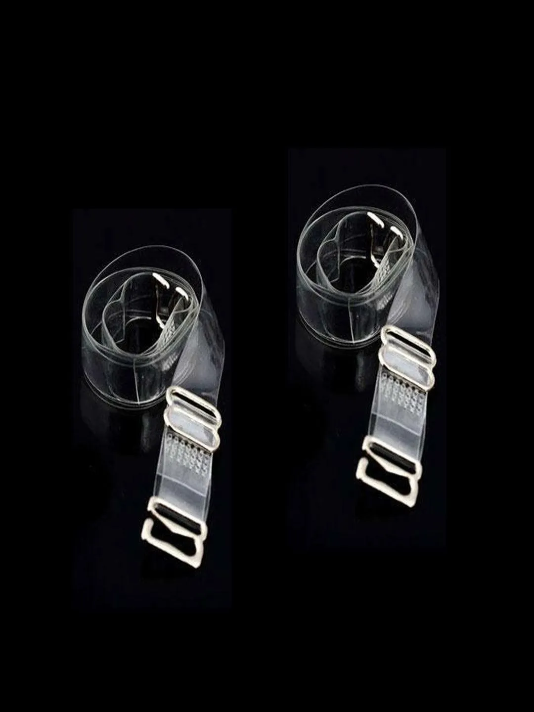 Women Detachable Transparent Straps Bra Plastic Metal Free-Size 2-Pairs