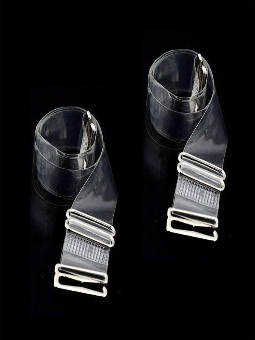 Women Detachable Transparent Straps Bra Plastic Metal Free-Size 2-Pairs