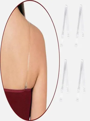Women Detachable Transparent Straps Bra Plastic Metal Free-Size 2-Pairs