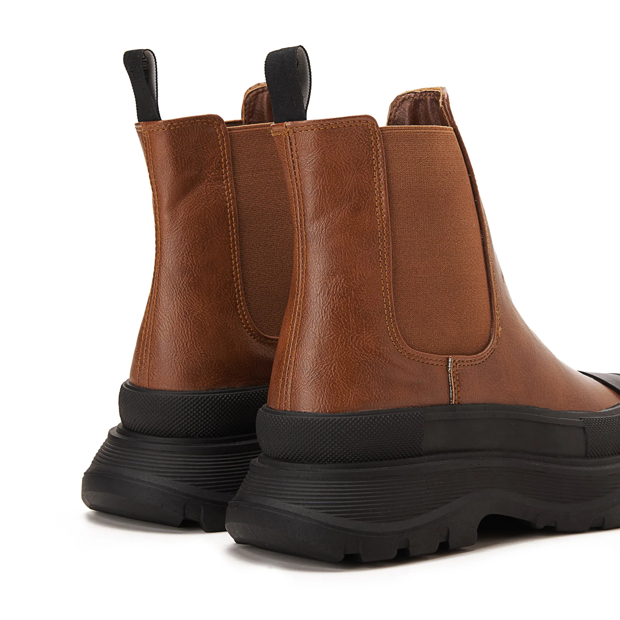 Women Double Layer Chelsea Boots - Brown