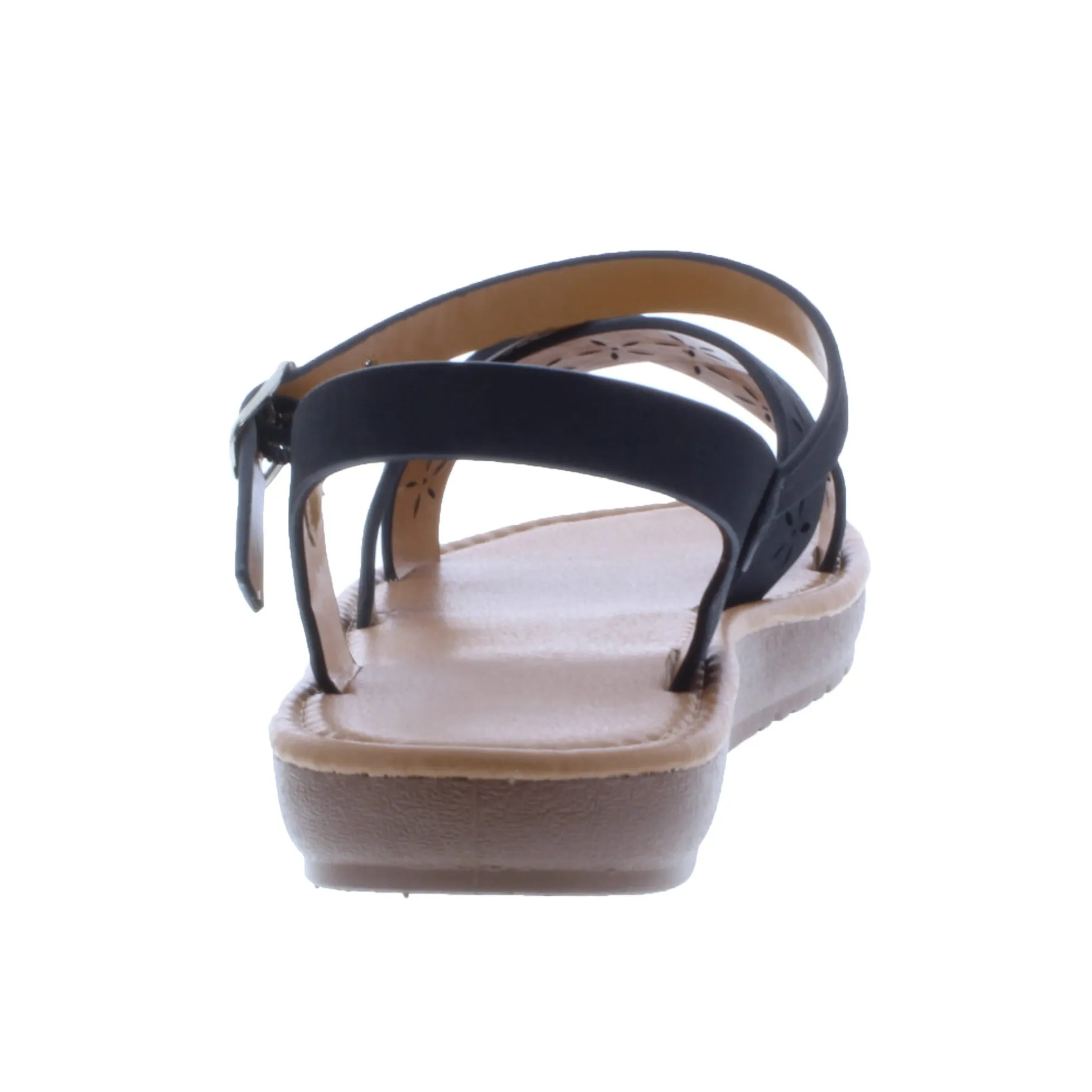 Women Laser Cut Crisscross Sandal with Buckle Closure