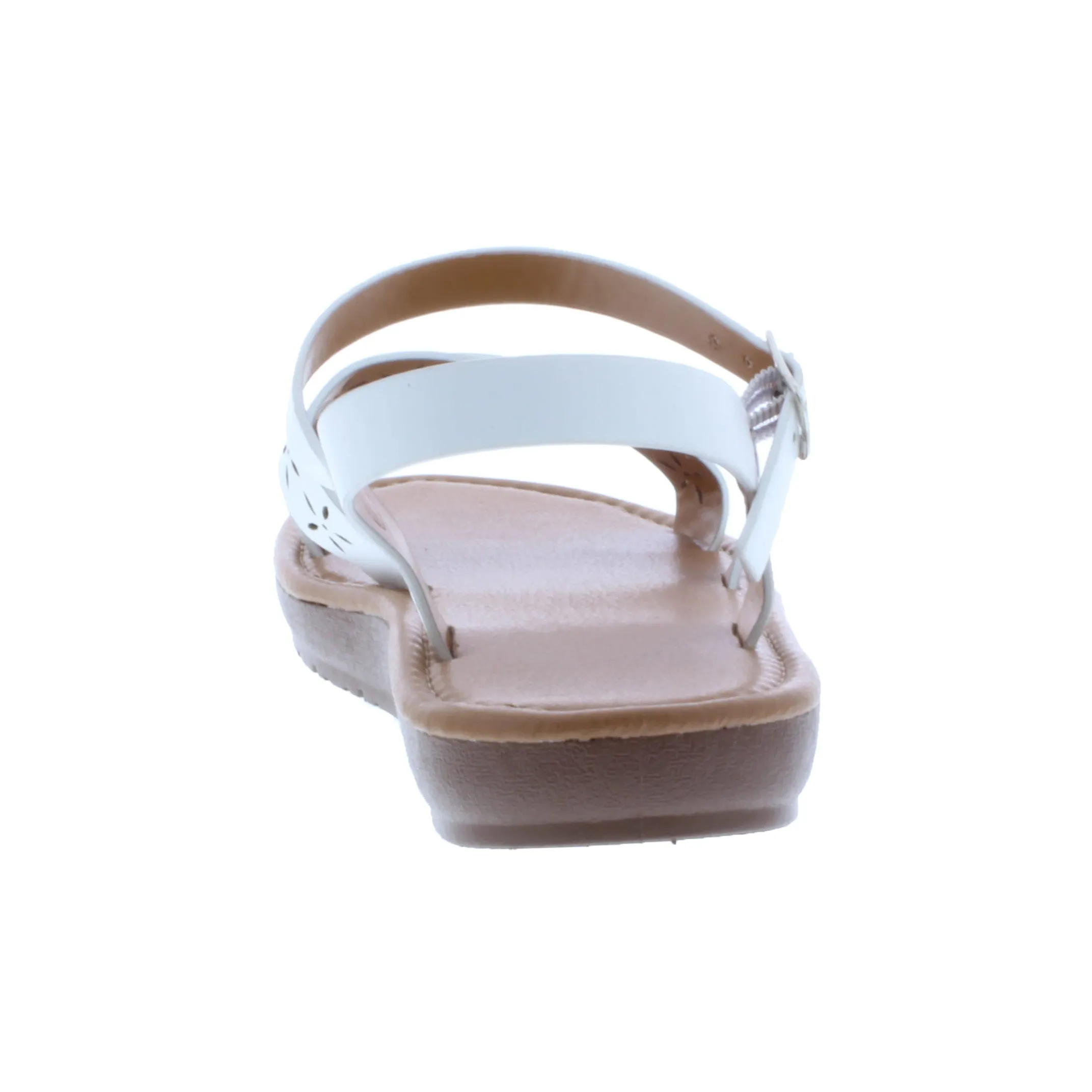 Women Laser Cut Crisscross Sandal with Buckle Closure