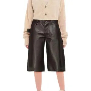 Women's Black Cropped Leather Pants – Stylish & Versatile Fit